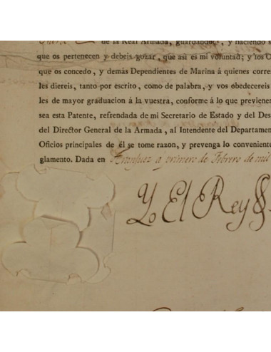 NOMBRAMIENTO DE CAPITAN DE NAVIO A JUAN DE DIOS PONCE (1794)