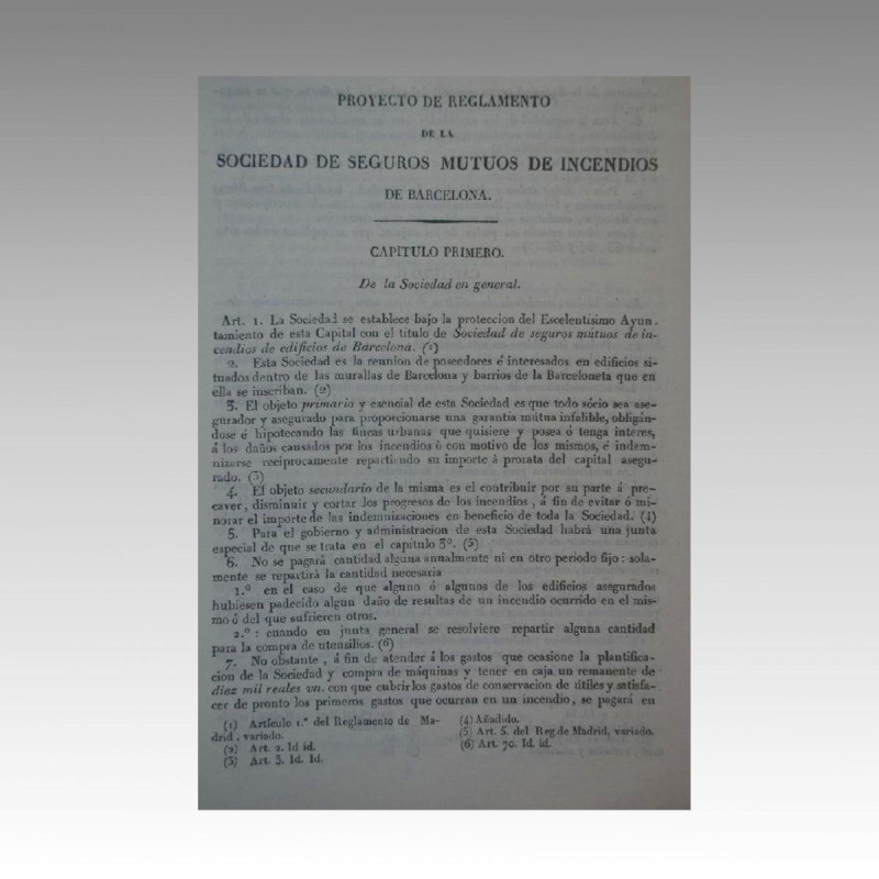 SOCIEDAD DE SEGUROS MUTUOS DE INCENDIOS DE BARCELONA (1836)