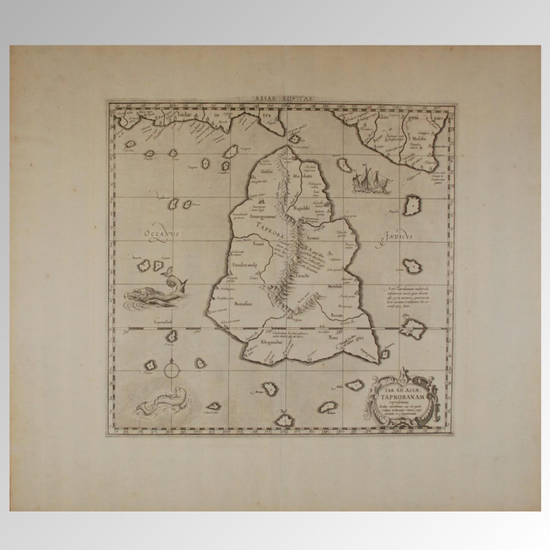 SRI LANKA (1730). TAB. XII ASIAE TAPROBAMAM repraesentans Medius meridianus 125 ad quem reloqui inclinantur ratione aequ