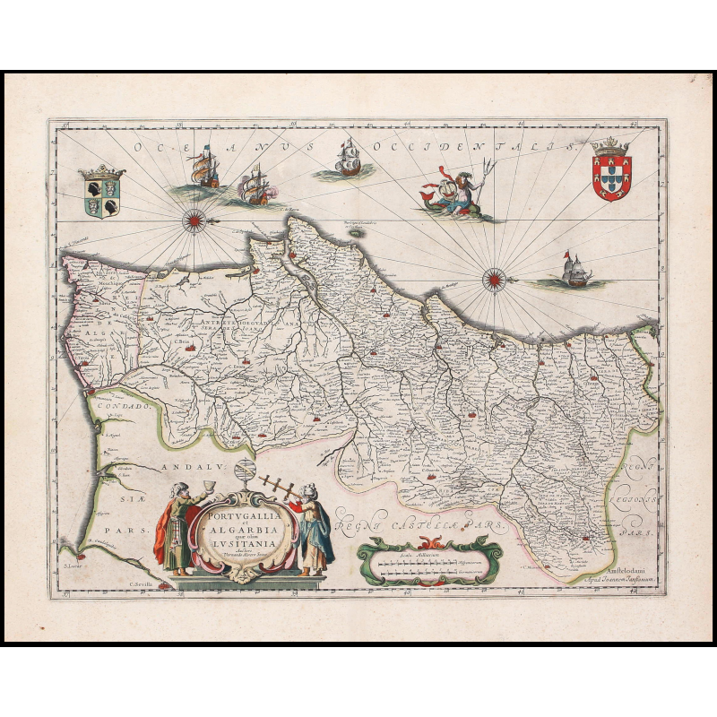 MAPA ANTIGUO DE PORTUGAL - 1638